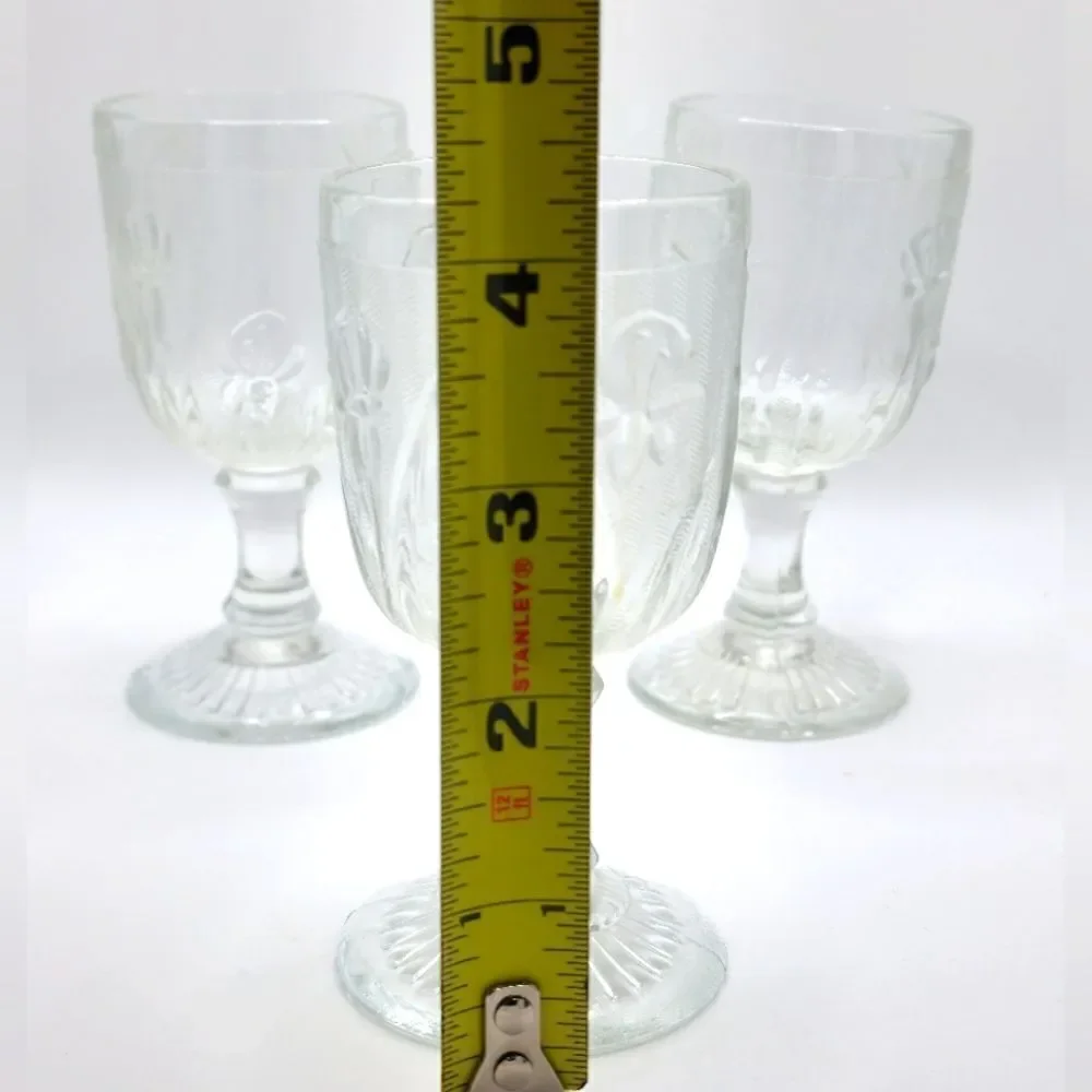 Vintage Set of 3 Iris & herringbone cordial stemmed glasses